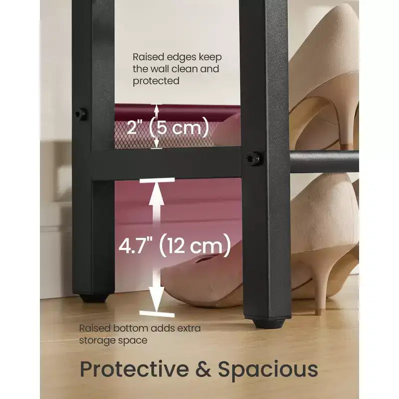 VASAGLE Banc range-chaussures 3 niveaux, Étagères monobloc, Organiseur de rangement de chaussures avec bords surélevés, Industriel, Montage facile, Marron rustique et noir mat