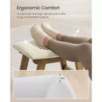 SONGMICS Repose-Pieds Pouf, Tabouret de Vanité Rembourré Sous le Bureau avec Cadre en Bois Massif