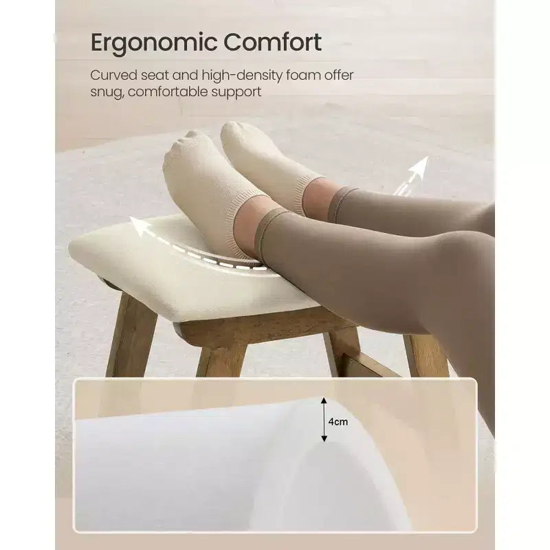 SONGMICS Repose-Pieds Pouf, Tabouret de Vanité Rembourré Sous le Bureau avec Cadre en Bois Massif
