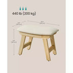 SONGMICS Repose-Pieds Pouf, Tabouret de Vanité Rembourré Sous le Bureau avec Cadre en Bois Massif