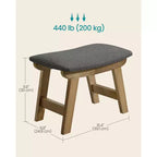 SONGMICS Repose-Pieds Pouf, Tabouret de Vanité Rembourré Sous le Bureau avec Cadre en Bois Massif
