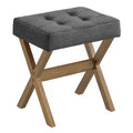 SONGMICS Repose-Pieds Pouf, Tabouret de Vanité Rembourré Sous le Bureau avec Cadre en Bois Massif