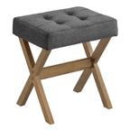 SONGMICS Repose-Pieds Pouf, Tabouret de Vanité Rembourré Sous le Bureau avec Cadre en Bois Massif