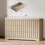 Rangement de chambre Acekool, commode large en bois avec tiroirs, organisateur de placard moderne cannelé pour vêtements, chêne naturel