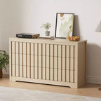 Rangement de chambre Acekool, commode large en bois avec tiroirs, organisateur de placard moderne cannelé pour vêtements, chêne naturel