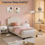 Twin Size Upholstered Bed Frame with Adjustable Headboard - Corduroy Fabric, Wooden Slats, Noise-Free