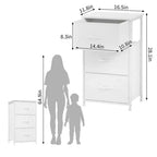 Acekool Commode pour petits espaces, Commode compacte à 3 tiroirs en tissu avec plateau en grain de bois, Organisateur de rangement pour chambre à coucher, placard, entrée, Blanc