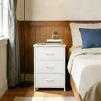 Acekool Commode pour petits espaces, Commode compacte à 3 tiroirs en tissu avec plateau en grain de bois, Organisateur de rangement pour chambre à coucher, placard, entrée, Blanc