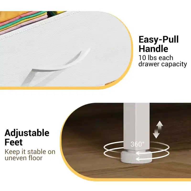 Acekool Commode pour petits espaces, Commode compacte à 3 tiroirs en tissu avec plateau en grain de bois, Organisateur de rangement pour chambre à coucher, placard, entrée, Blanc