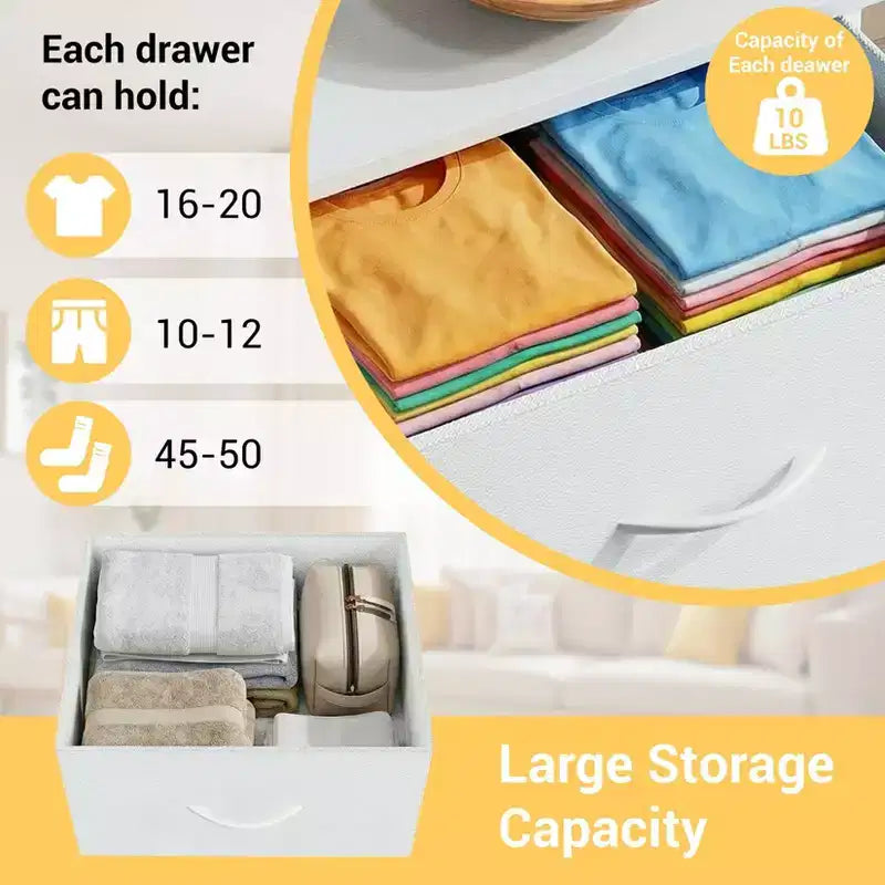 Acekool Commode pour petits espaces, Commode compacte à 3 tiroirs en tissu avec plateau en grain de bois, Organisateur de rangement pour chambre à coucher, placard, entrée, Blanc