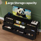 63 LED TV Stand Dresser with 8 Storage Drawers & LED Lighting, Steel Frame for 65-75 TV, Bedroom & Living Room Organizer