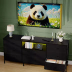 63 LED TV Stand Dresser with 8 Storage Drawers & LED Lighting, Steel Frame for 65-75 TV, Bedroom & Living Room Organizer