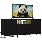 63 LED TV Stand Dresser with 8 Storage Drawers & LED Lighting, Steel Frame for 65-75 TV, Bedroom & Living Room Organizer
