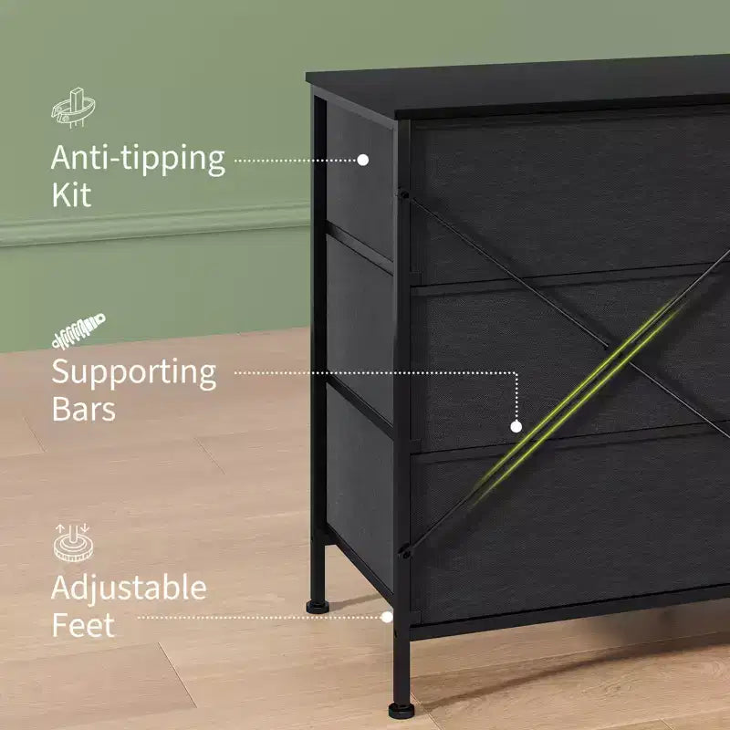 63 LED TV Stand Dresser with 8 Storage Drawers & LED Lighting, Steel Frame for 65-75 TV, Bedroom & Living Room Organizer