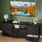 63 LED TV Stand Dresser with 8 Storage Drawers & LED Lighting, Steel Frame for 65-75 TV, Bedroom & Living Room Organizer