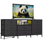 63 LED TV Stand Dresser with 8 Storage Drawers & LED Lighting, Steel Frame for 65-75 TV, Bedroom & Living Room Organizer