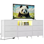 63 LED TV Stand Dresser with 8 Storage Drawers & LED Lighting, Steel Frame for 65-75 TV, Bedroom & Living Room Organizer