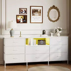 63 LED TV Stand Dresser with 8 Storage Drawers & LED Lighting, Steel Frame for 65-75 TV, Bedroom & Living Room Organizer
