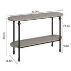 Console 2 plateaux, table d'entrée industrielle 110 cm avec étagère de rangement, table d'appoint en métal derrière le canapé pour salon, couloir et hall d'entrée