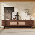 GDFStudio Enzo 70 Modern TV Stand with Rattan Doors and 4 Large Drawers