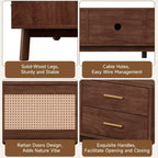 GDFStudio Enzo 70 Modern TV Stand with Rattan Doors and 4 Large Drawers