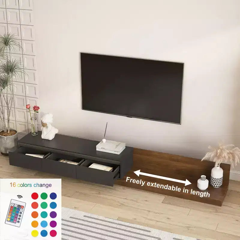 GDFStudio Ramsey Extendable LED TV Stand Entertainment Center with Storage