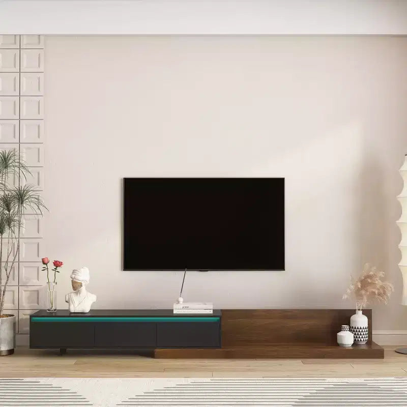 GDFStudio Ramsey Extendable LED TV Stand Entertainment Center with Storage