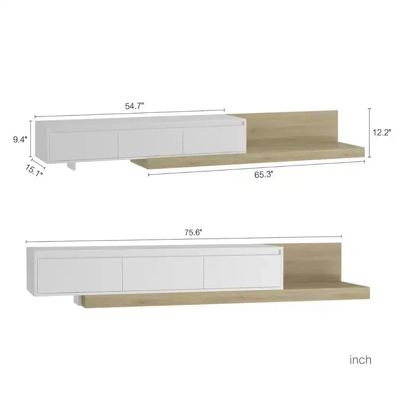 GDFStudio Ramsey Extendable LED TV Stand Entertainment Center with Storage