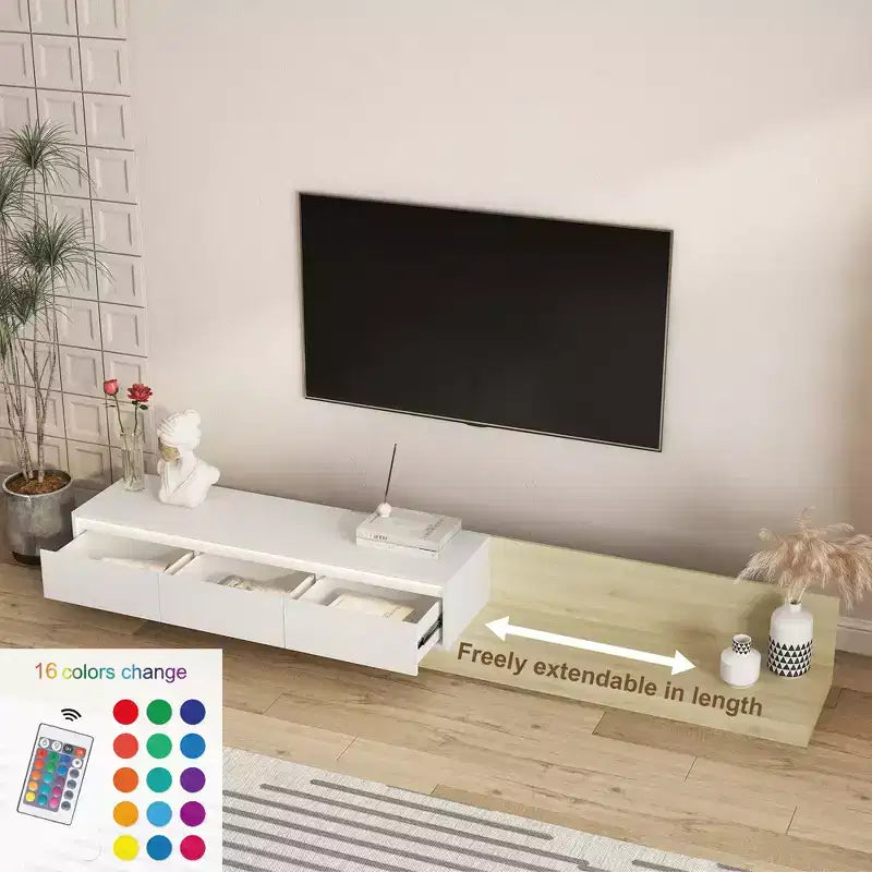 GDFStudio Ramsey Extendable LED TV Stand Entertainment Center with Storage