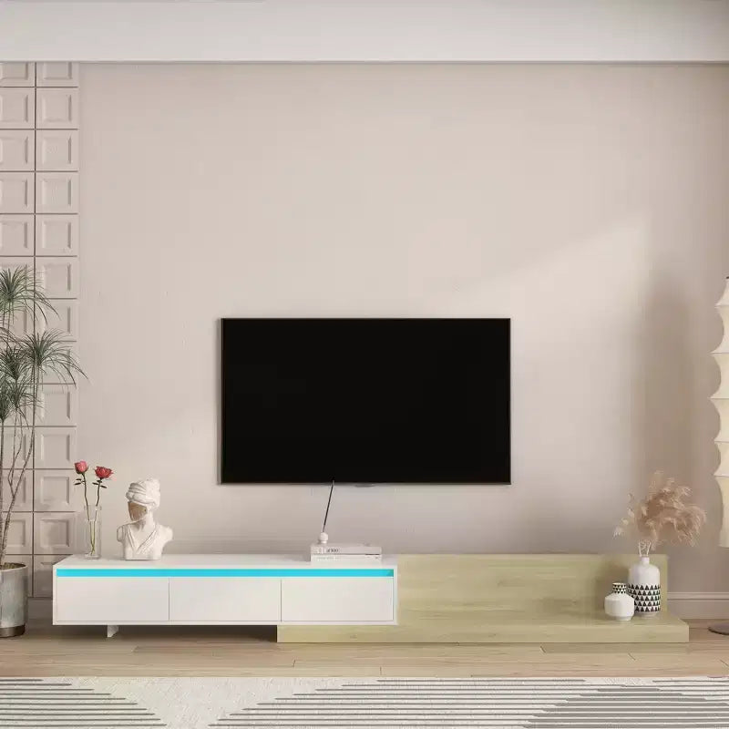 GDFStudio Ramsey Extendable LED TV Stand Entertainment Center with Storage