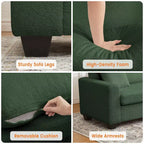 83in Modern 3 Seater Sofa, Deep Seat Teddy Fleece Cloud Couch with Wide Armrests & Removable Washable Cover for Living Room, Bedroom, Apartment