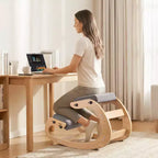 VEVOR Chaise Ergonomique à Genoux, Chaise à Genoux Posture en Bois avec Coussins Épais en Mousse Réglables et Cadre en Bois Massif, Hauteur Réglable, Gris
