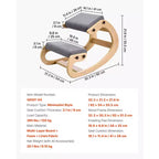 VEVOR Chaise Ergonomique à Genoux, Chaise à Genoux Posture en Bois avec Coussins Épais en Mousse Réglables et Cadre en Bois Massif, Hauteur Réglable, Gris