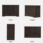 Buffet de ferme 47, buffet de rangement avec 5 tiroirs et 2 portes, buffet de bar à café en bois, table de buffet pour salle à manger