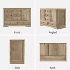 Buffet de ferme 47, buffet de rangement avec 5 tiroirs et 2 portes, buffet de bar à café en bois, table de buffet pour salle à manger