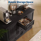 Buffet de ferme 47, buffet de rangement avec 5 tiroirs et 2 portes, buffet de bar à café en bois, table de buffet pour salle à manger