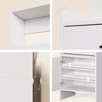 Meuble à chaussures 5-en-1 avec tiroir basculant, rangement à chaussures d'entrée avec panneau perforé, étagère réglable, meuble d'entrée en bois