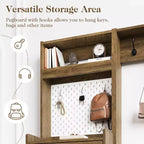 Meuble à chaussures 5-en-1 avec tiroir basculant, rangement à chaussures d'entrée avec panneau perforé, étagère réglable, meuble d'entrée en bois