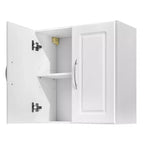 VEVOR Laundry Room Wall Cabinet, 2-Tier Wall Mounted Hanging Cabinet with Adjustable Shelf, Cupboard Storage with 2 Doors, White