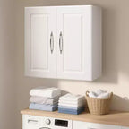 Meuble haut de buanderie VEVOR, meuble haut mural à 2 niveaux avec étagère réglable, meuble de rangement avec 2 portes, blanc