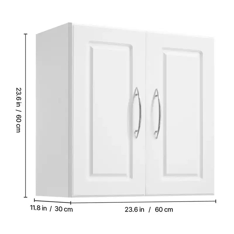 Meuble haut de buanderie VEVOR, meuble haut mural à 2 niveaux avec étagère réglable, meuble de rangement avec 2 portes, blanc