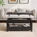 Lift-Top Coffee Table with Adjustable Height  Modern Wooden Center Table with 2 Storage Drawers & Hidden Compartment  Walnut Brown or Black