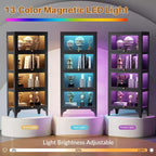 Bekrvio Vitrines en verre 4/5 étages avec portes relevables, vitrine de collection avec 13 couleurs, vitrine en verre trempé à 3 côtés en métal