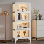 Bekrvio Vitrines en verre 4/5 étages avec portes relevables, vitrine de collection avec 13 couleurs, vitrine en verre trempé à 3 côtés en métal