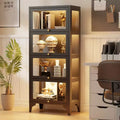 Bekrvio 4/5 Tier Glass Display Cabinets with Flip-Up Doors, Curio Cabinet with 13-Color, 3-Side Tempered Glass Metal Display Cabinet