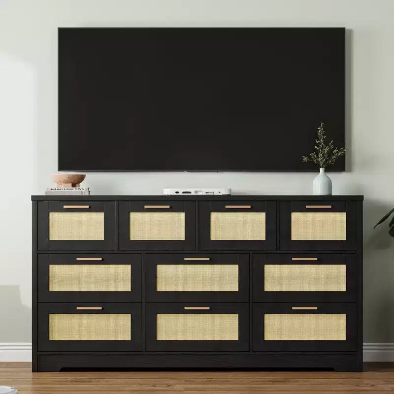 10 Drawers Dresser, Wooden Storage Organizer with Anti-tipping Device, for Living Room, Hallway, Entryway