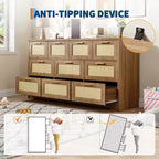 10 Drawers Dresser, Wooden Storage Organizer with Anti-tipping Device, for Living Room, Hallway, Entryway