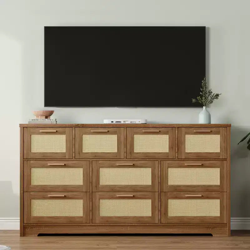 10 Drawers Dresser, Wooden Storage Organizer with Anti-tipping Device, for Living Room, Hallway, Entryway