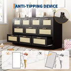 10 Drawers Dresser, Wooden Storage Organizer with Anti-tipping Device, for Living Room, Hallway, Entryway