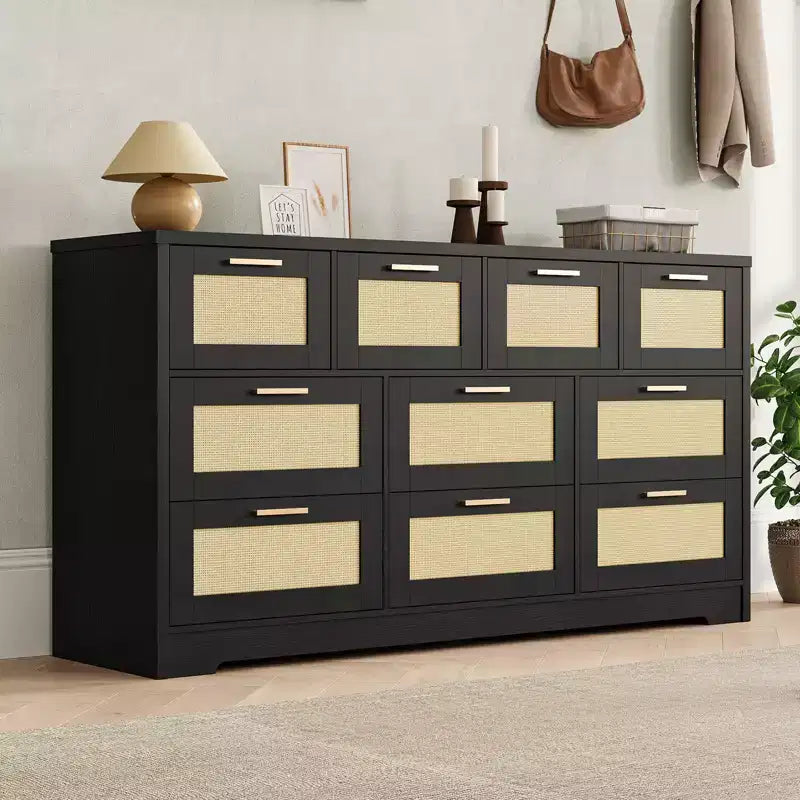 10 Drawers Dresser, Wooden Storage Organizer with Anti-tipping Device, for Living Room, Hallway, Entryway